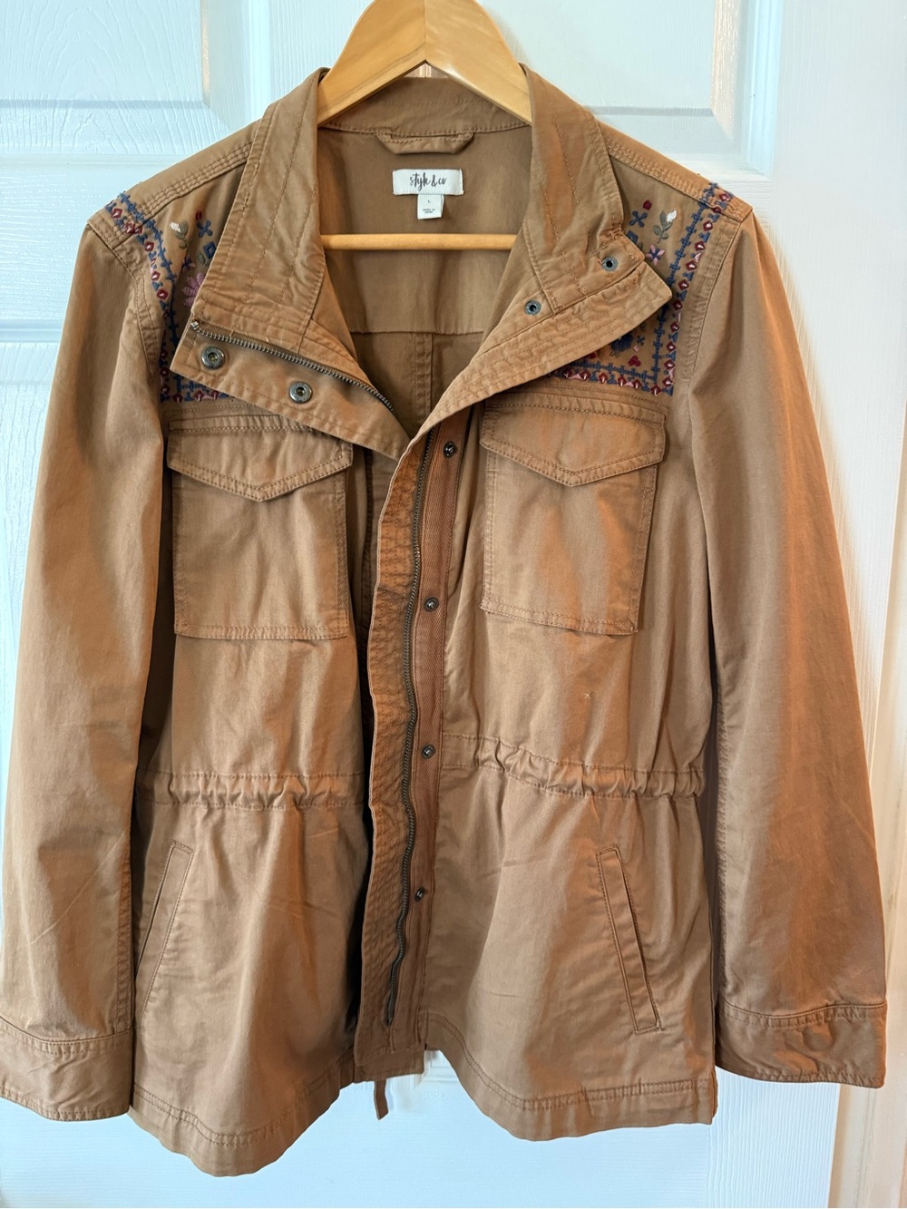 Style & Co. Tan Embroidered Utility Jacket - Picture 3 of 6